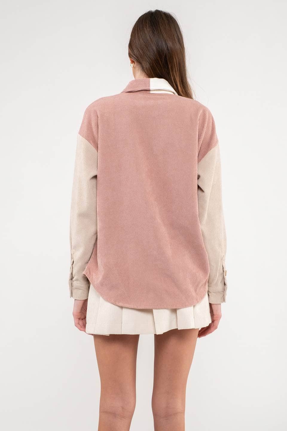 Callie Corduroy Color-block Shacket