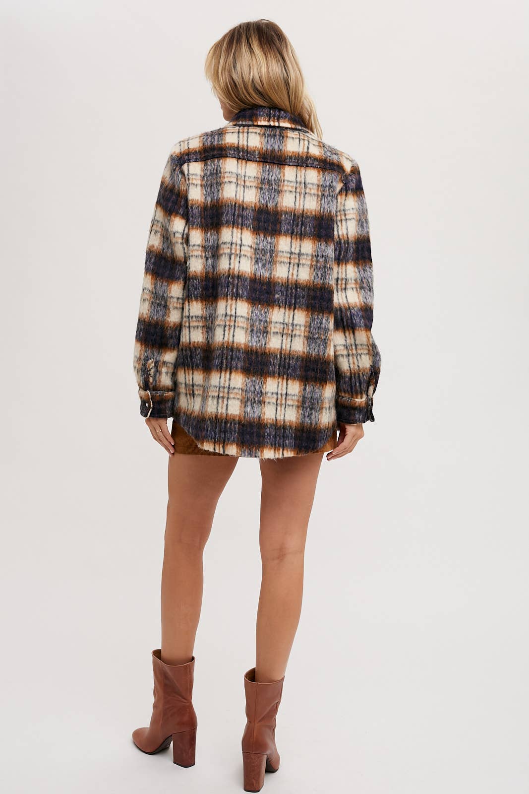 Jackie Brushed Flannel Plaid Shacket - Relaxed Fit