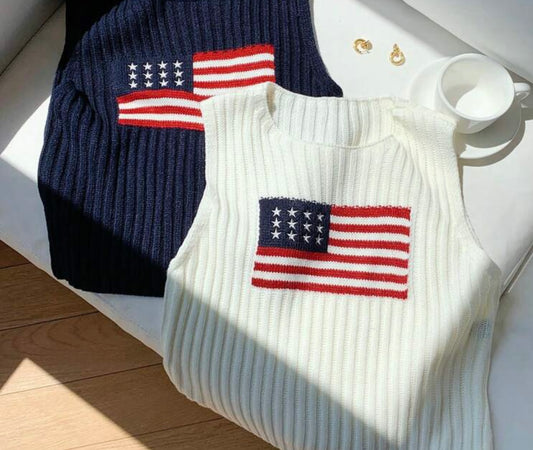 Americana Crop Sweater vest