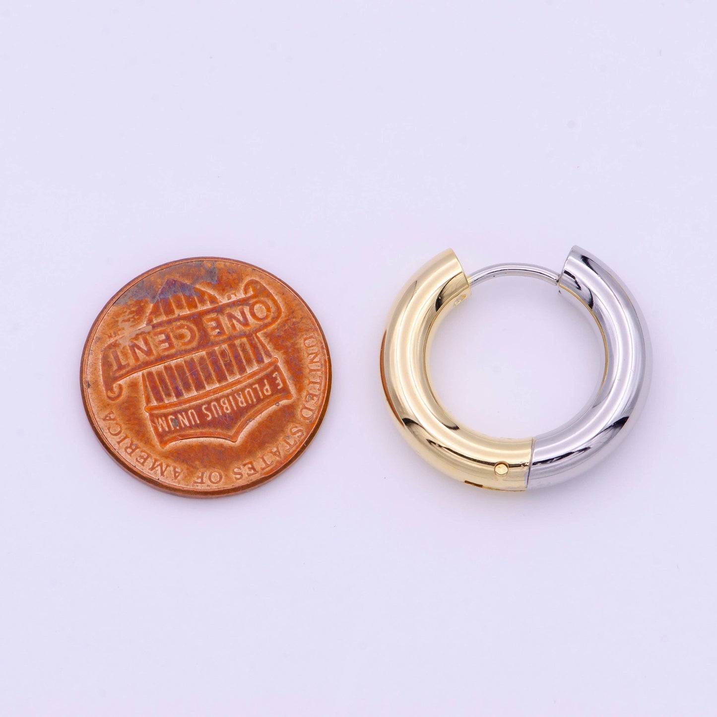 Mixed Metal Silver & Gold 20mm Huggie Hoops Earrings