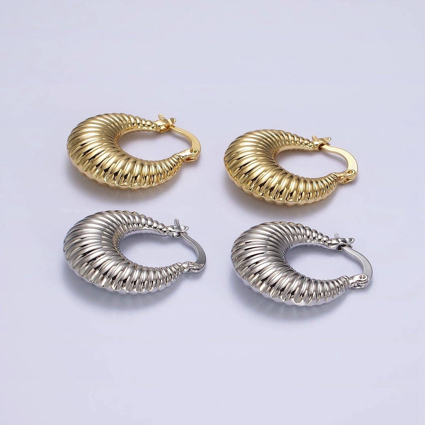 Jane Oblong Chubby Croissant French Lock Hoop Earrings