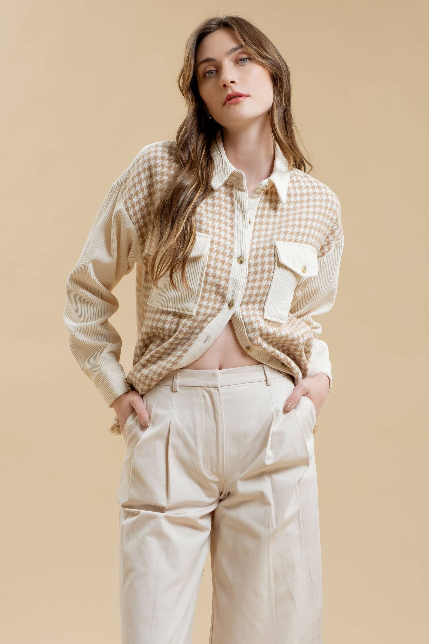 Britt Colorblock Houndsooth Shacket
