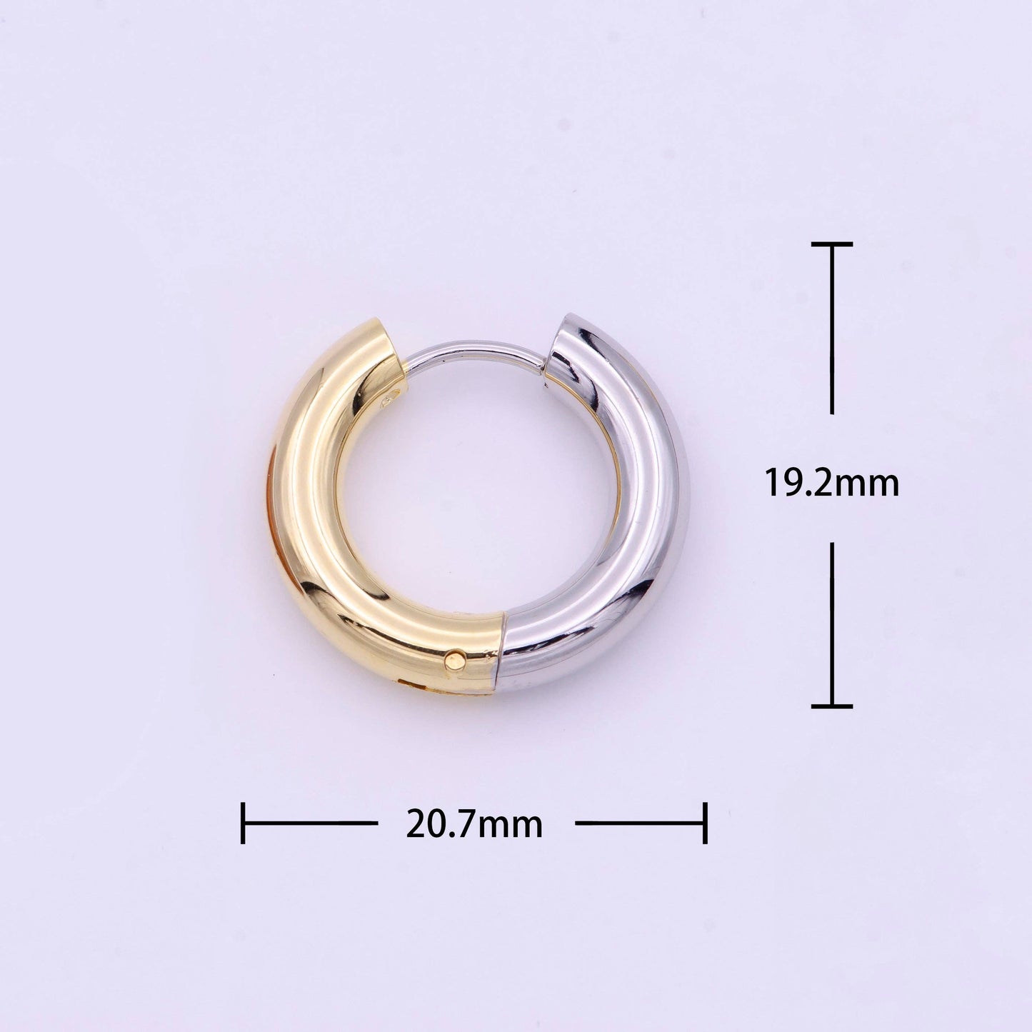 Mixed Metal Silver & Gold 20mm Huggie Hoops Earrings