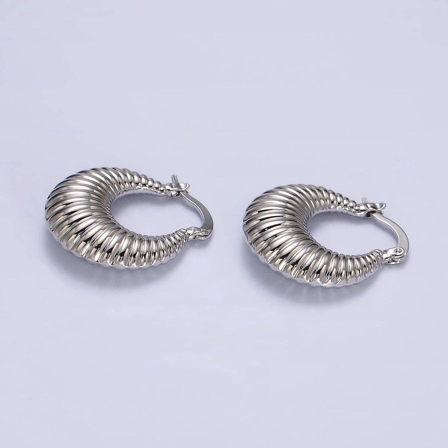 Jane Oblong Chubby Croissant French Lock Hoop Earrings