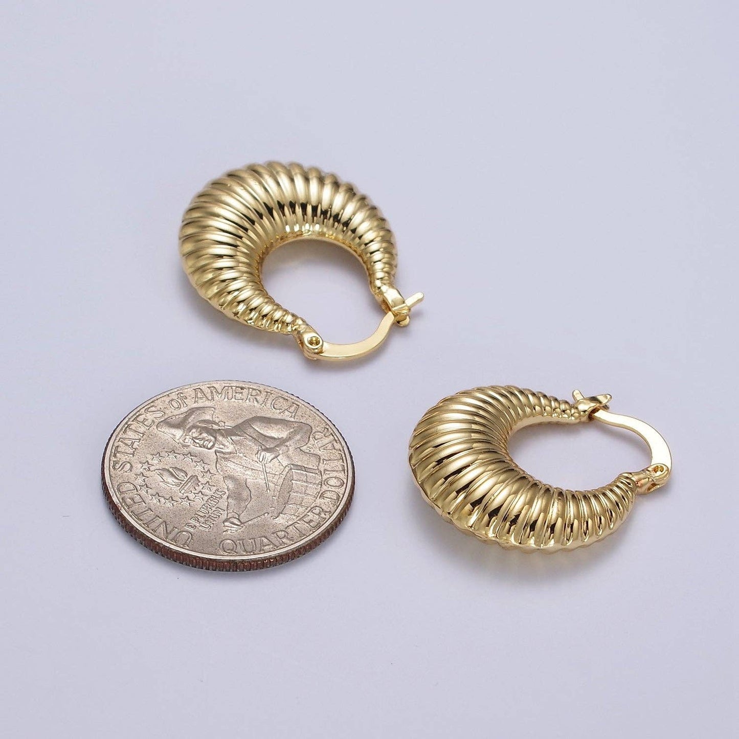 Jane Oblong Chubby Croissant French Lock Hoop Earrings