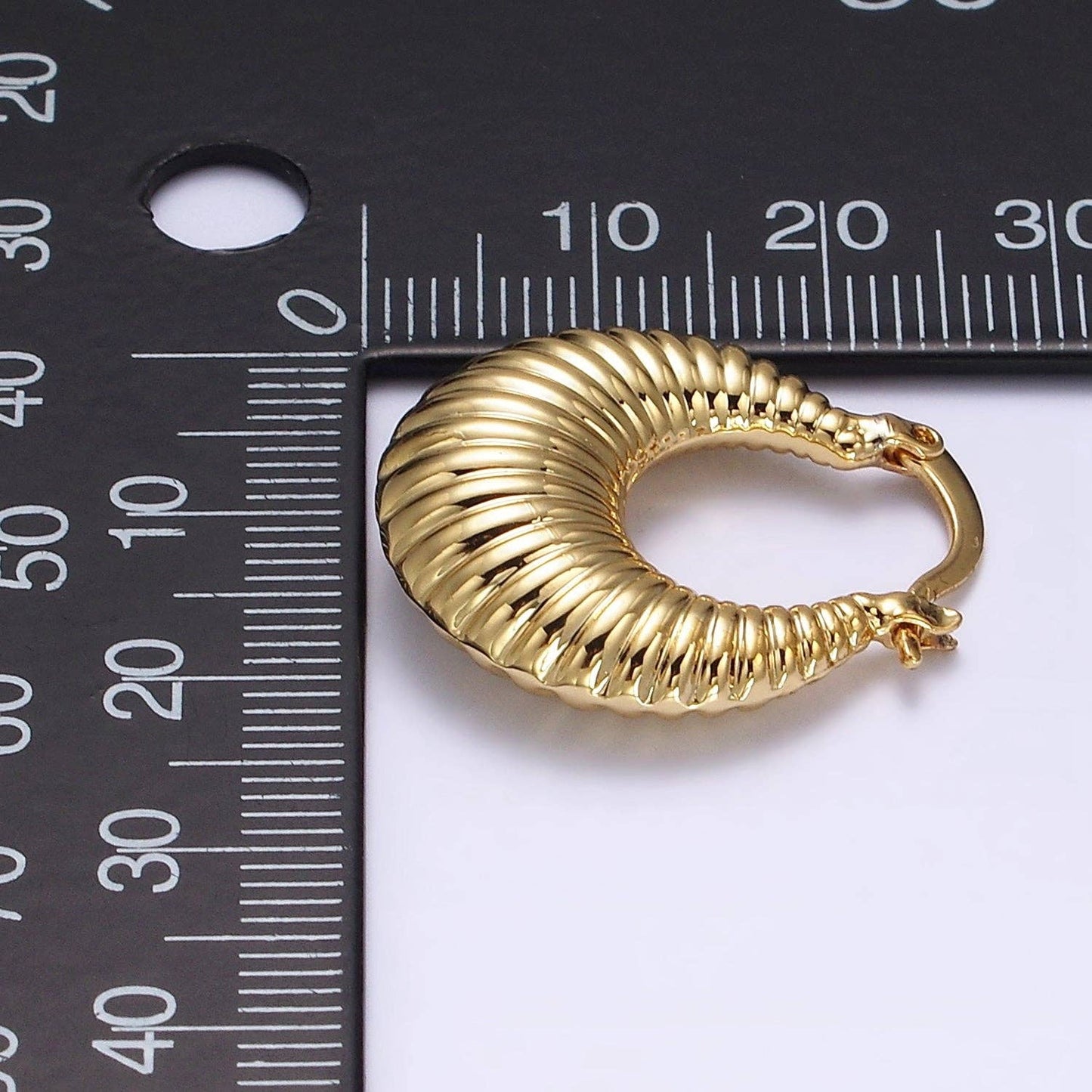 Jane Oblong Chubby Croissant French Lock Hoop Earrings