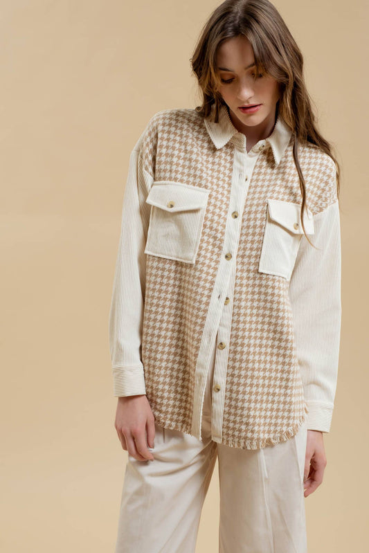 Britt Colorblock Houndsooth Shacket
