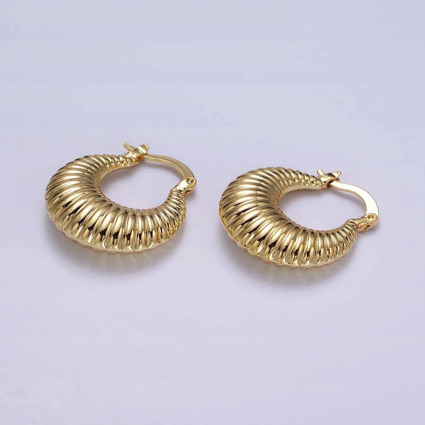 Jane Oblong Chubby Croissant French Lock Hoop Earrings